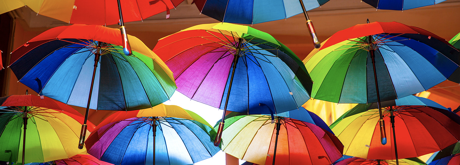 A collection of colourful umbrellas
